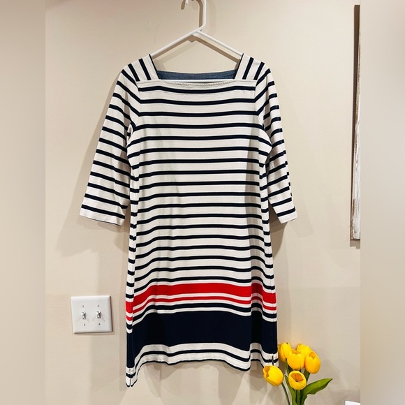 🔥L.L Bean Striped Navy and Red Dress🔥 - Picture 1 of 5
